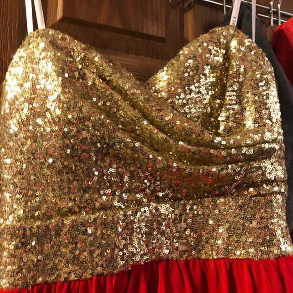 Red and gold High/ low homecoming dress - Picture 4 of 8